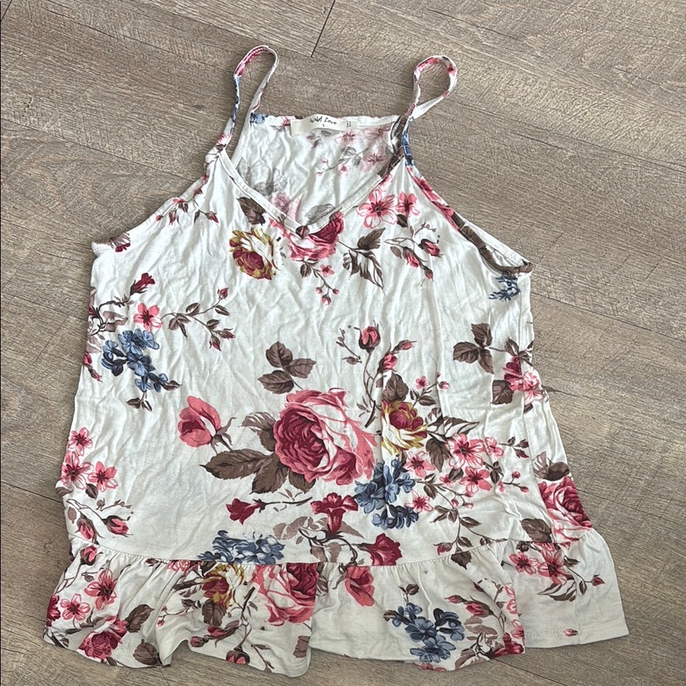 White Cream Ruffled Floral Camisole